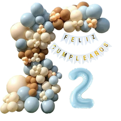 Arco Globos Celeste Marron Beige Natural Baby con Numero - comprar online