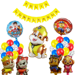 Combo Globos Cumpleaños Paw Patrol Patrulla Canina Rubble