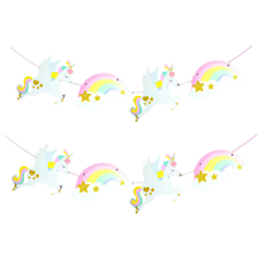 Banderin Guirnalda Unicornio Arcoiris Glitter
