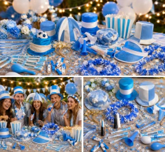 Combo 4B Cotillón Argentina Mundial Futbol Messi Con Gorros - comprar online