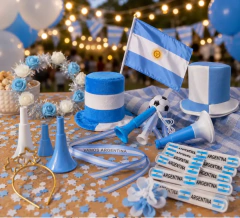 Combo 3B Cotillón Argentina Mundial Futbol Messi Con Gorros - comprar online