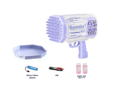 Imagen de Pistola Burbujero Con Luz Led Bazooka Recargable Usb Burbuja