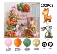 Set Arco Globos Bosque Bambi Conejo Rosa Verde Woodland - comprar online