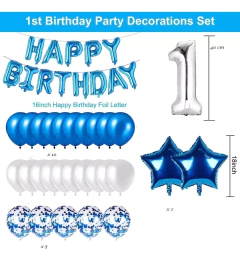 Set Decoracion Globos Feliz Cumple Primer Añito 1 Año Nene - comprar online
