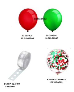 Arco Decorativo Globos Navidad Rojo Verde Confetti - comprar online