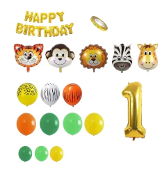 Set Deco Feliz Cumple Globos Animalitos Selva Safari Numero Selva5490 en internet