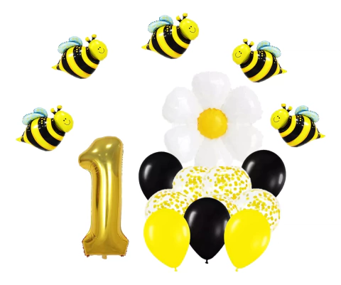 Combo Globos Abejitas Abeja Flor Margarita Primavera