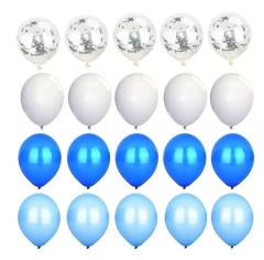 Set Feliz Cumpleaños Azul Plateado Blanco Estrella Confeti - comprar online