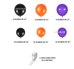 Arco Globos Halloween Globos Violeta Negro Naranja - comprar online