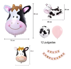 Set Globos Vaca Y Manchas De Vaca Banderin Feliz Cumple Vaca4980 - comprar online