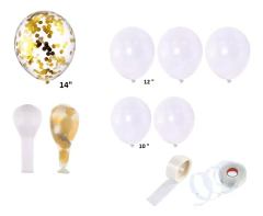 Arco Organico Globos Blancos Y Confetti Bodas 15 Años Cumple - comprar online