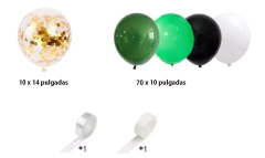 Arco De Globos Deco Cumple Verdes Negros Blancos Confetti - comprar online