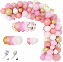 Arco Organico Globos Rosa Gold Dorado Rosas Varios Confetti en internet