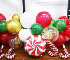Arco Decorativo Globos Navidad Rojo Verde Dorado Confetti en internet