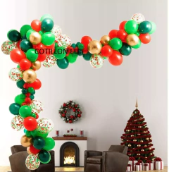 Arco Decorativo Globos Navidad Rojo Verde Dorado Confetti 2 - Cotillon Eli