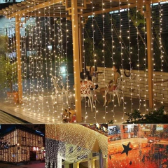 Cortinas Luminosas Led Luz Fria o Calida Lluvia Navidad 3x2mts - Cotillon Eli