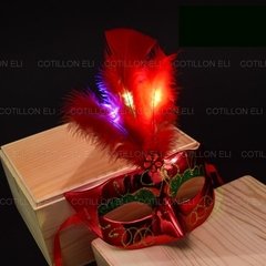 Mascaras Antifaces Veneciana C/ Plumas Y Luz Led Destacate