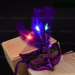Mascaras Antifaces Veneciana C/ Plumas Y Luz Led Destacate en internet