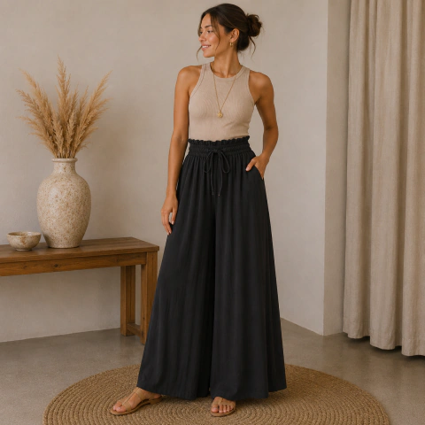 Pantalón Palazzo liso art 847 - tienda online