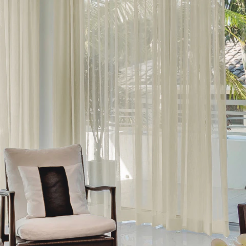 Juego de Cortinas de Voile con cinta fruncidora de 2 paños de 295 x 205
