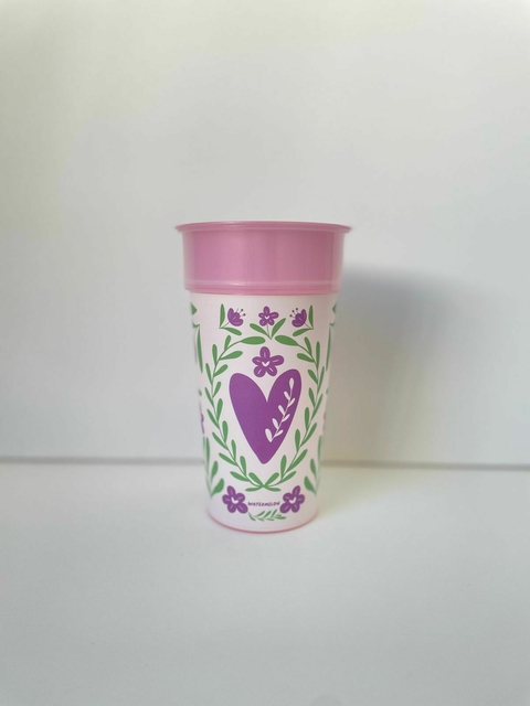 Vaso doble capa , corazon violeta FERIA - comprar online