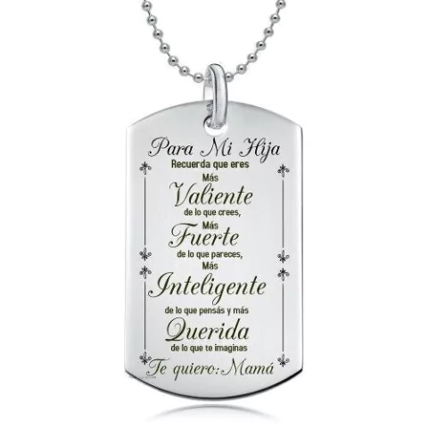 Para Mi Hija Mensaje Personalizado Nombre + Cadena O Llavero