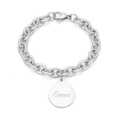 Pulsera Roló Acero + Dijes Grabado De Nombres Frases Incluid