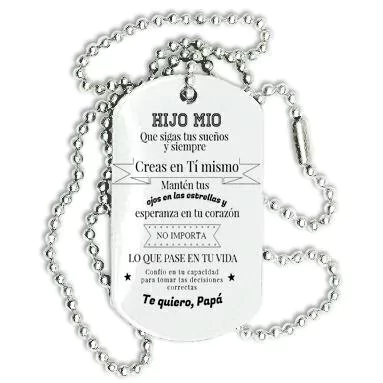 Hijo Mío Medalla Personalizada Con Nombre + Cadena