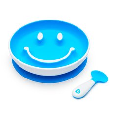 Prato Smile com Ventosa e Colher azul - munchkin