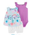 Conjunto curto - floral roxo - 3 peças - carter's