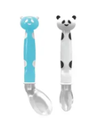 Kit Colher Panda em Silicone - BUBA - azul