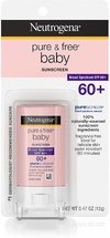 Protetor solar Mineral Neutrogena Pure & Free para bebês com amplo espectro SPF 60 e óxido de zinco, resistente à água - BASTÃO