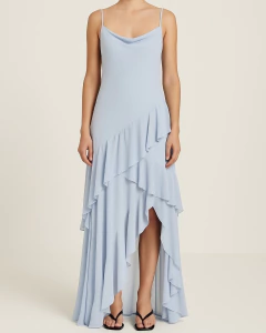 Vestido Midi em Chiffon Azul - comprar online