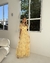 Vestido Longo em Tule Estampado Amarelo