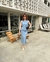 Vestido Midi de Sarja Azul Claro