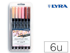 Marcadores Lyra Aqua Brush Duo Set 6 Tonos Piel