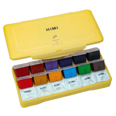 Set Gouache 18 colores 30g. Estuche amarillo - Himi