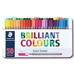 Caja metalica 50 colores fineliner Staedtler - comprar online
