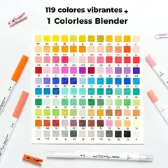 Set marcadores Pupe 120 colores Pincel y Tiralineas - Ohuhu - Tienda Diseñarte
