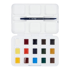 Estuche de acuarelas básicas con 12 acuarelas en medias pastillas + 3 colores gratis - Van Gogh - comprar online