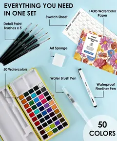 Set de acuarela 50 coloreres Todo en uno - Grabie - tienda online