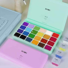 Set Gouache 24 colores 30g. con pinceles Estuche verde - Himi - Tienda Diseñarte