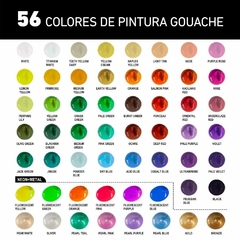 Set Gouache 56 colores 30g. Estuche Blanco - Himi