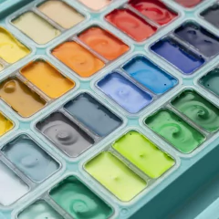 Set Gouache 48 colores 12g. Estuche Menta oscuro nueva versión - Himi