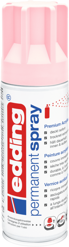 Spray Permanente Pintura Acrílica Rosado Pastel Mate 200 ml. Edding