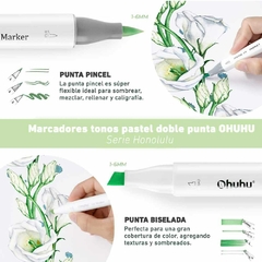 Set 48 colores pastel "Blossoming" punta pincel y biselada - Ohuhu en internet