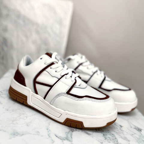 Capri Cuero Blanco y Chocolate