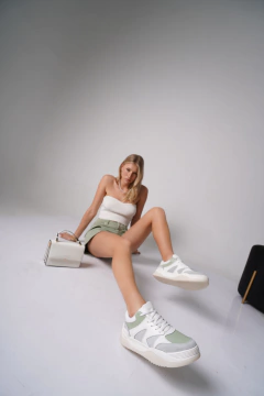 Duna Cuero Blanco y Verde - Juanita Shoes