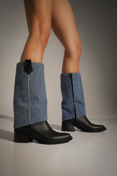 MADRID CUERO NEGRO Y JEAN - Juanita Shoes