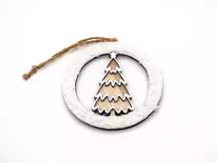 DECO NAVIDEÑA MADERITA ARBOL CON NIEVE
